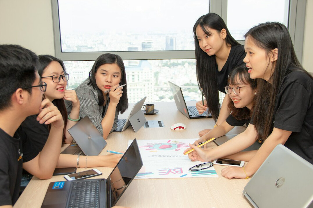 team collaborating on project