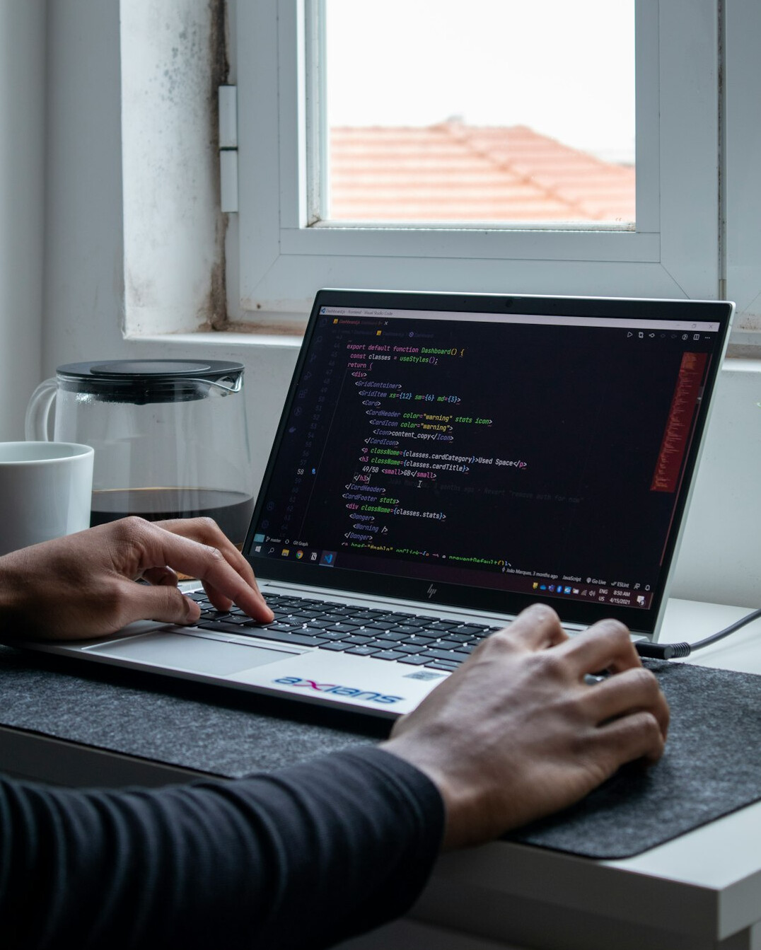 woman learning to code